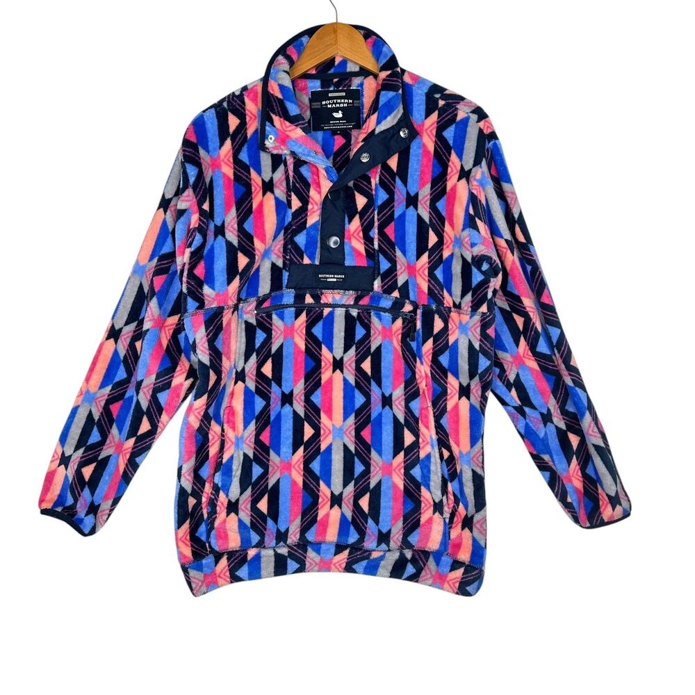 Southern Marsh Jacket Women Small Multicolor Fleece Quarter Snap Pullover preppy